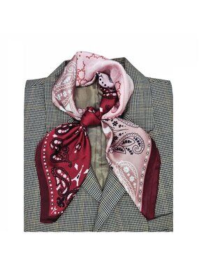 ✨Luxurious Silky Square Scarf Bandana Black Cream Multi-Color Abstract Geometric